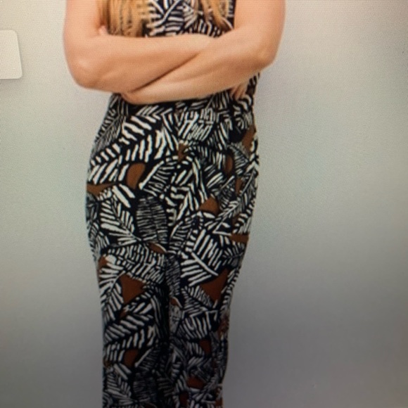 Violeta by Mango NWT Long Printed Black Copper Jumpsuit Curvy Plus Size 2X - Picture 6 of 11